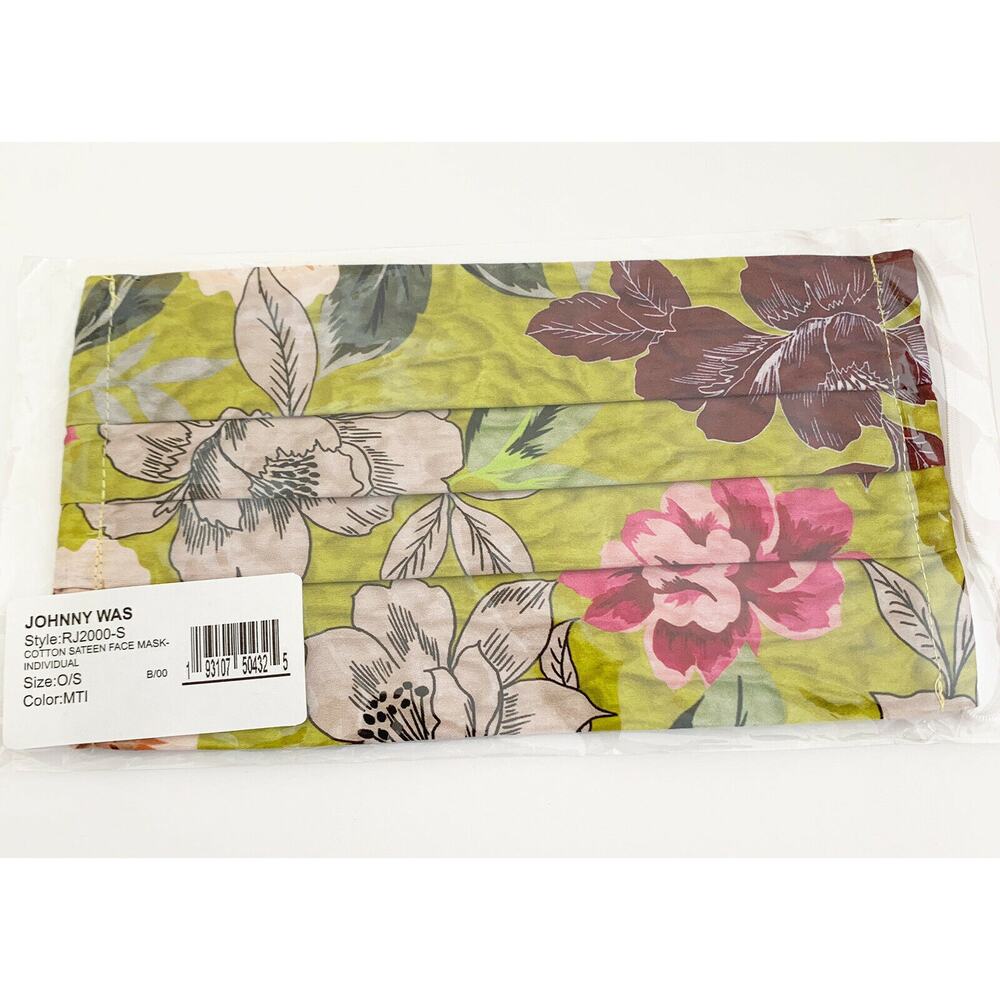 JOHNNY WAS Face Mask Designer Cotton Sateen Face Mask Face Covering